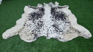 white black cowhide rug