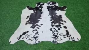 Black and white cowhide rug