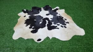 Black white cowhide rug