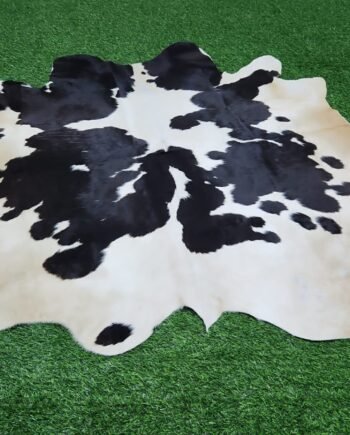 Black white cowhide rug