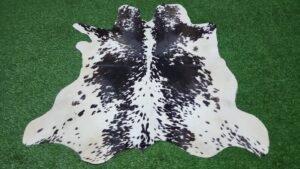 Black white cowhide rug
