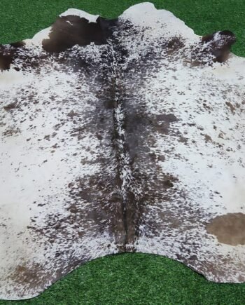 Brown white cowhide rug