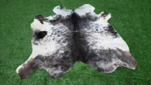 Grey white cowhide rug