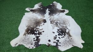 Brown white cowhide rug