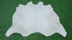 Solid white cowhide rug