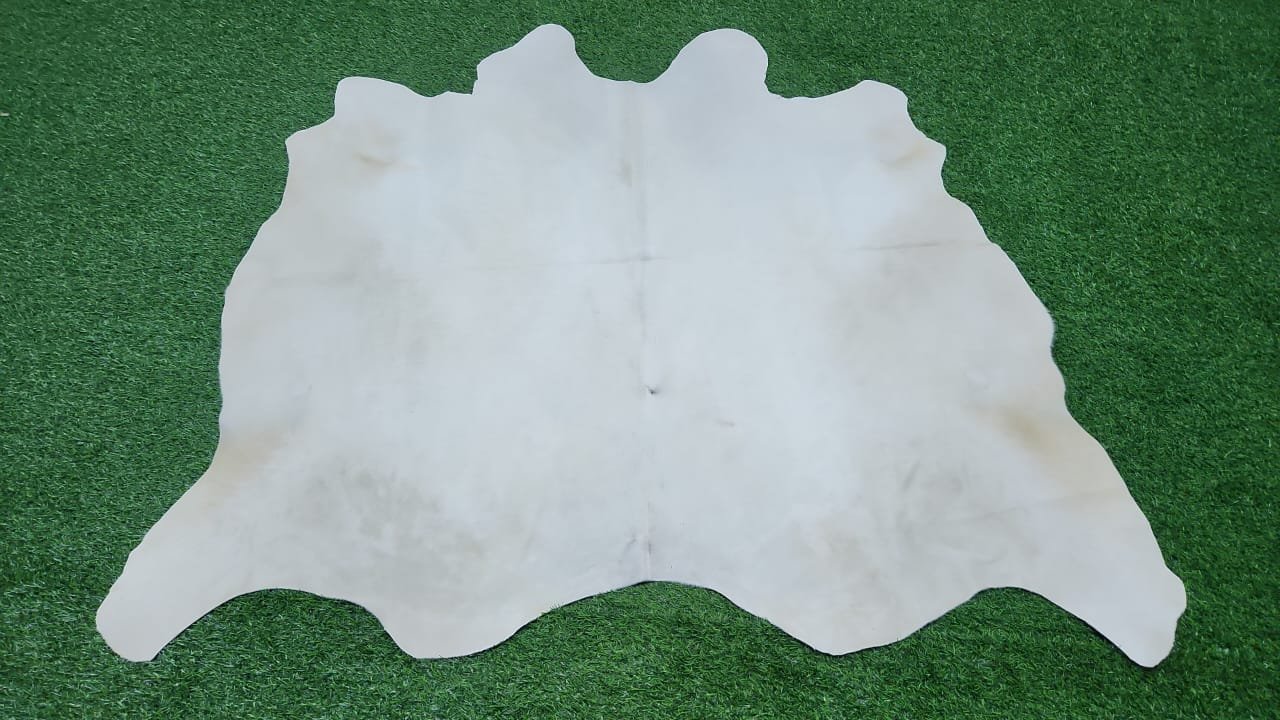 Solid white cowhide rug