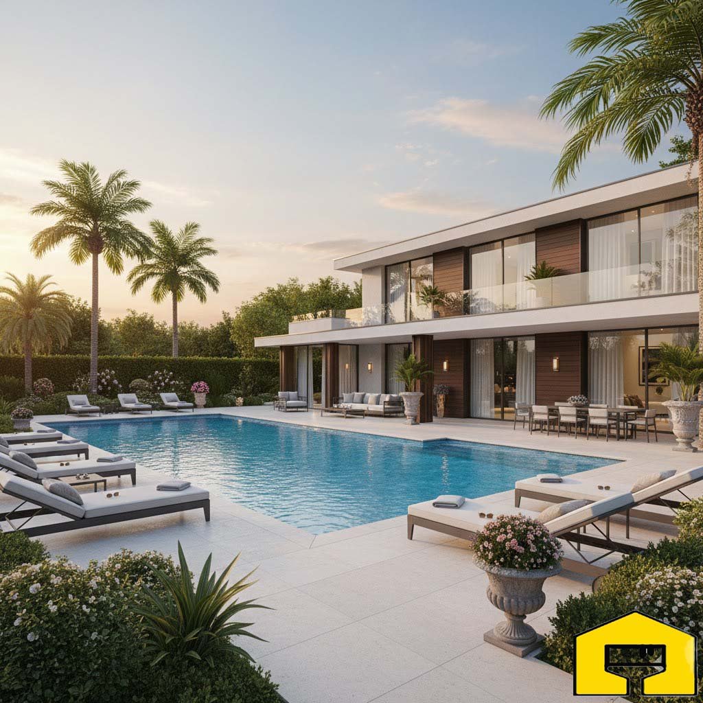 Luxury villa renovation in Dubai with modern living room design