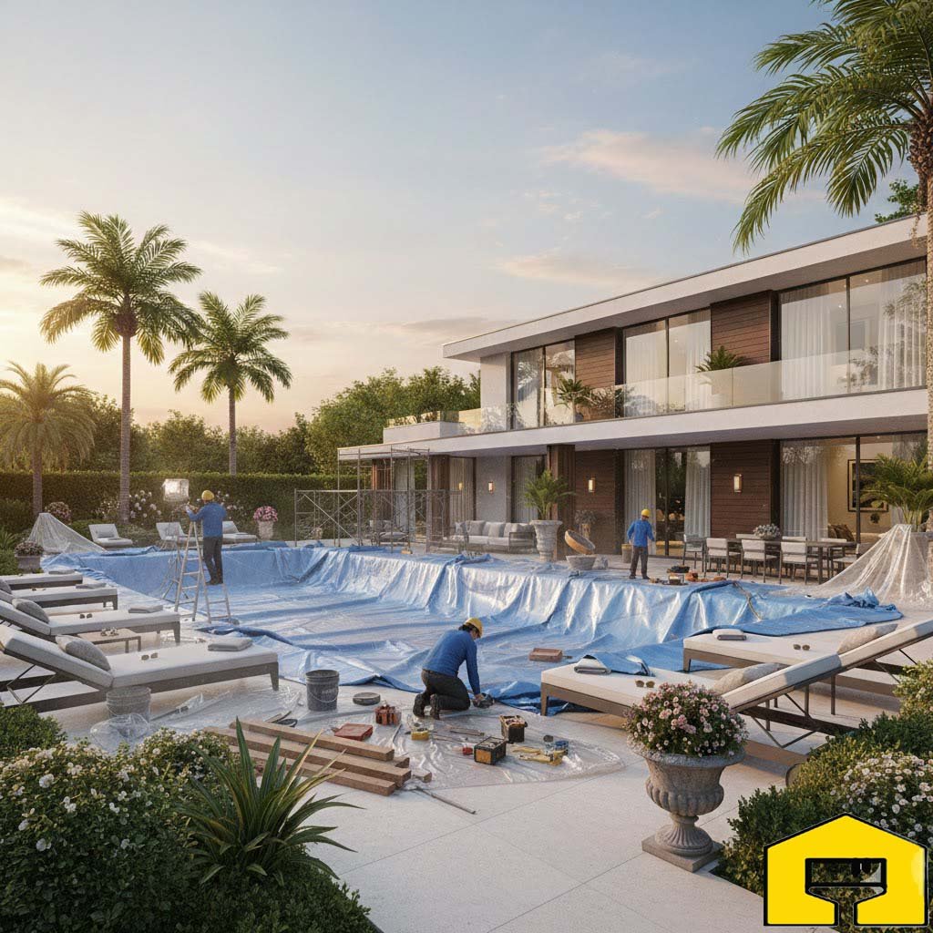 Luxury villa renovation in Dubai with modern living room design