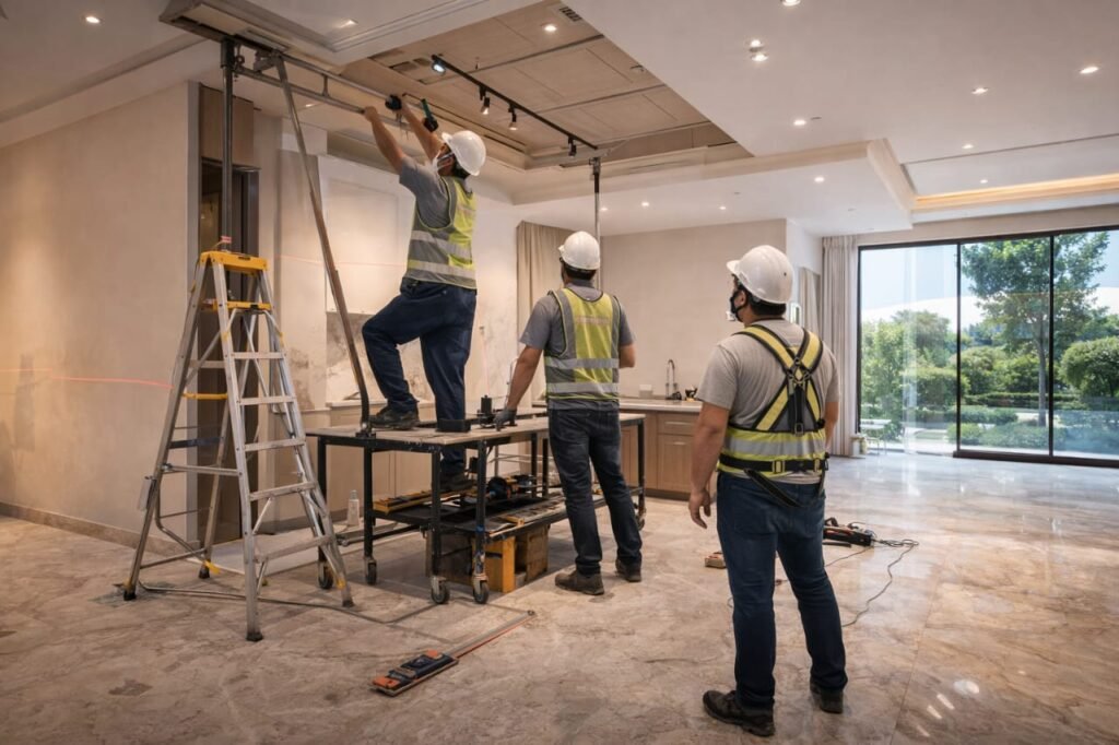 Villa renovation work in progress in Emirates Hills Dubai