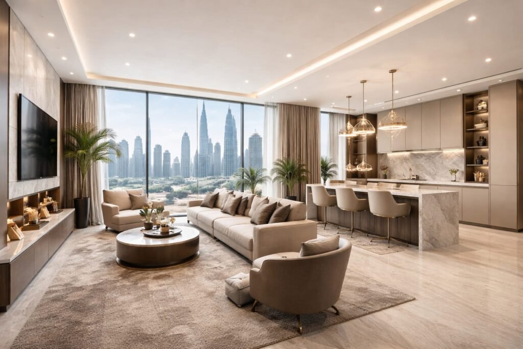 High-end apartment renovation in Business Bay Dubai with modern design