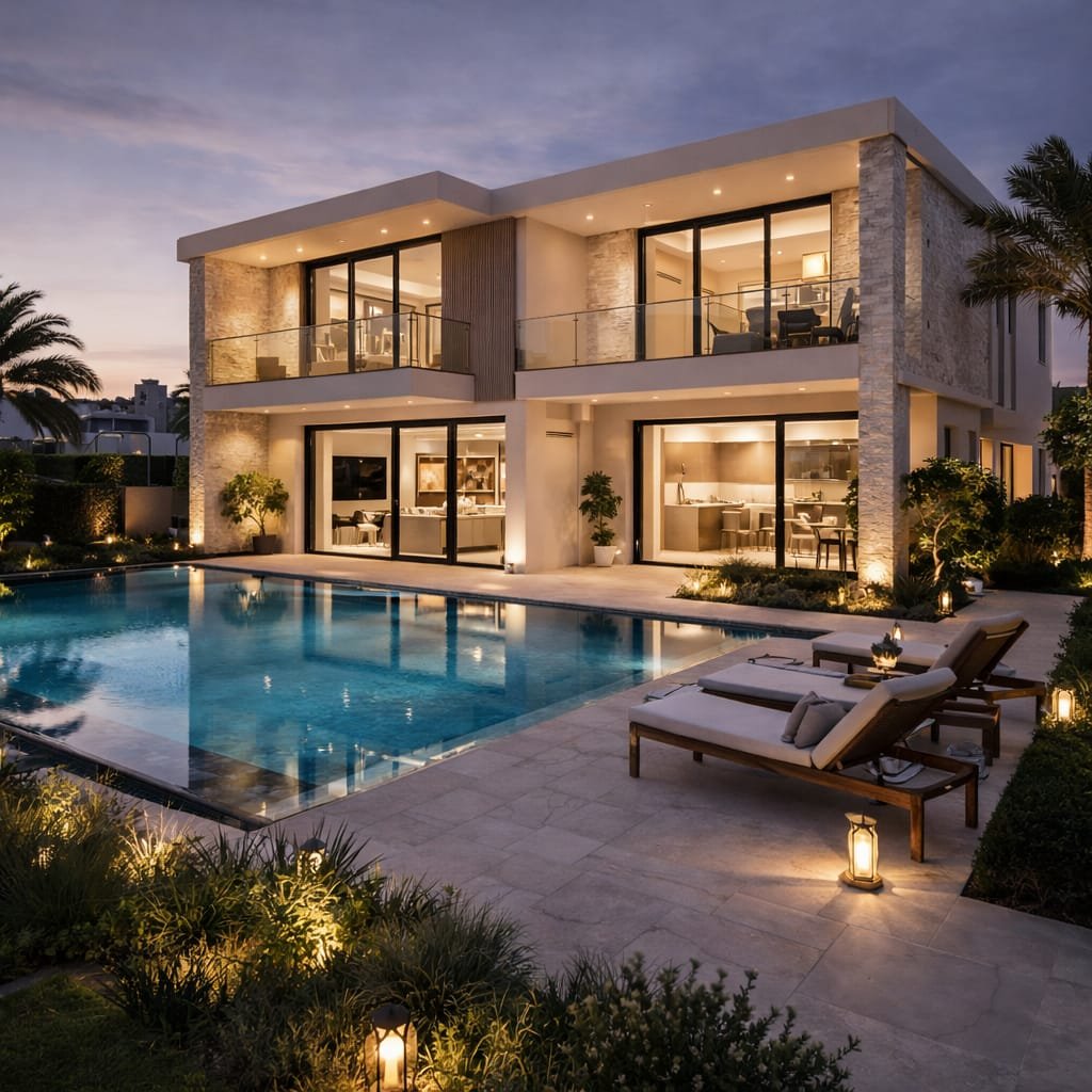 Modern villa exterior renovation in Dubai