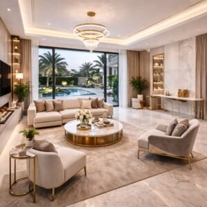 Modern living room after home renovation in Dubai