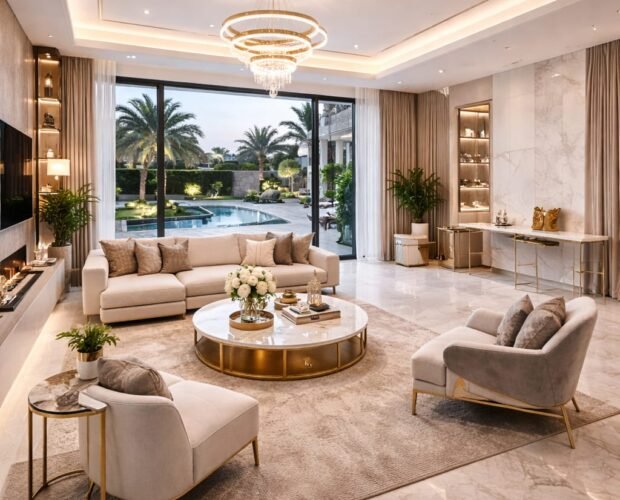 Modern living room after home renovation in Dubai