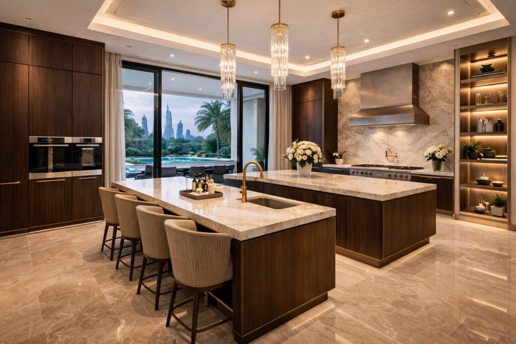Luxury Emirates Hills villa renovation project in Dubai with modern interior design and premium finishes