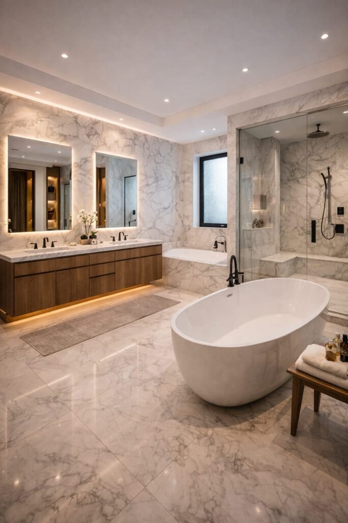 luxury bathroom remodeling dubai rain shower bathtub villa