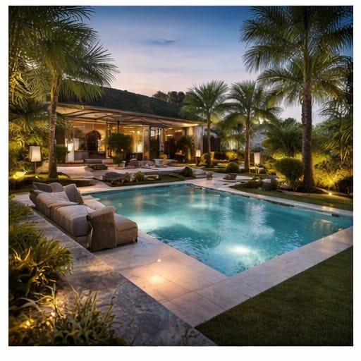 Luxury garden and swimming pool renovation in Arabian Ranches Dubai villa