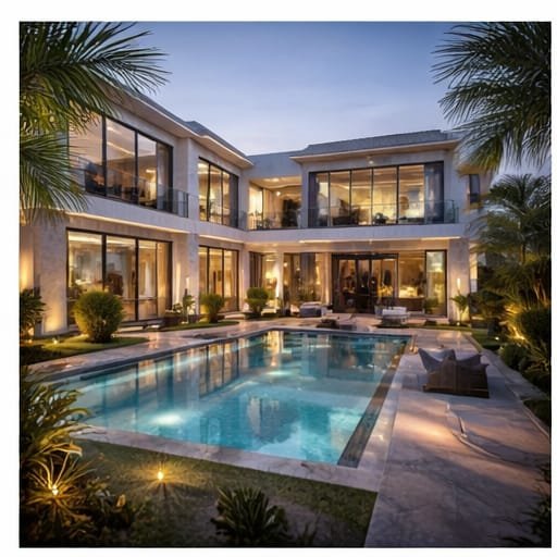 Luxury villa renovation exterior in Arabian Ranches Dubai with modern architecture and landscaped garden