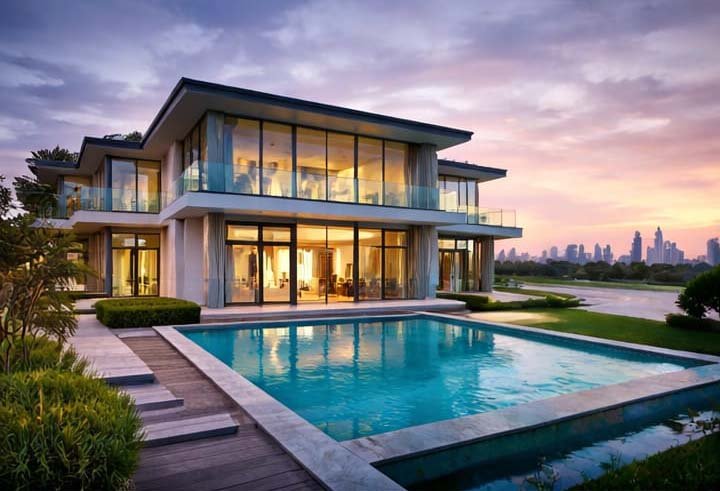 luxury villa pool renovation and landscape design in Emirates Hills Dubai