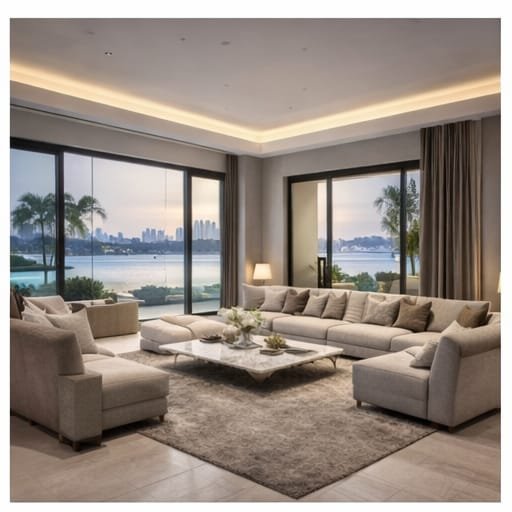 Modern luxury living room renovation in Palm Jumeirah Dubai villa