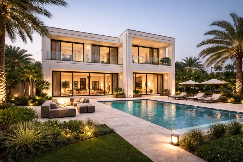 Modern villa exterior renovation in Abu Dhabi