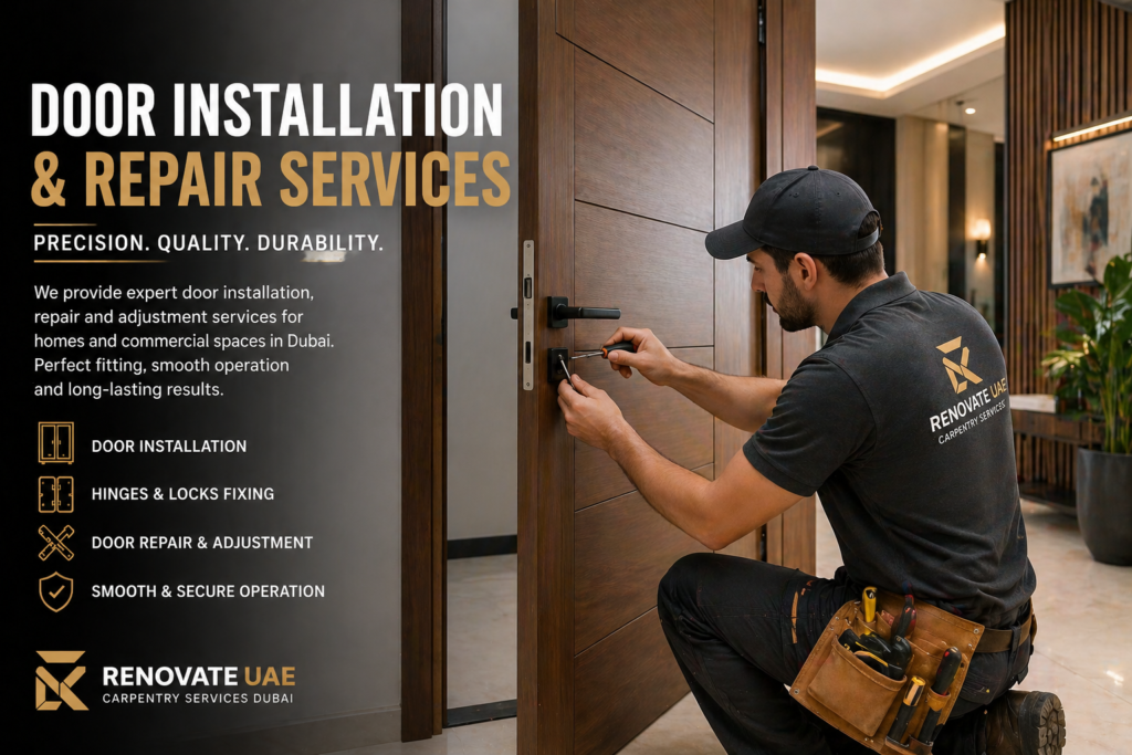 Door installation and repair carpentry Dubai wooden door fixing