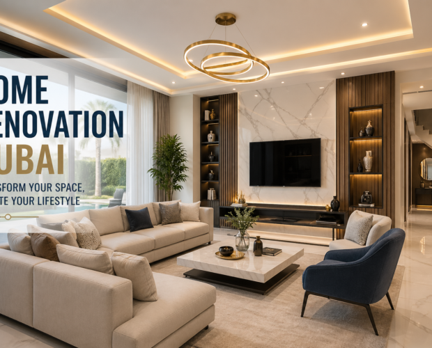 home renovation Dubai luxury living room modern villa interior design