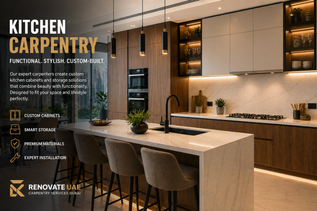 Kitchen carpentry Dubai modern cabinets installation wood kitchen design
