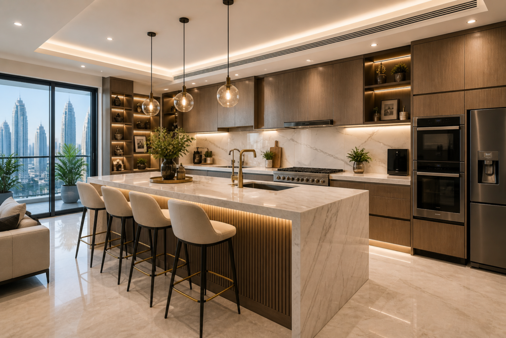 modern kitchen apartment renovation Dubai luxury design
