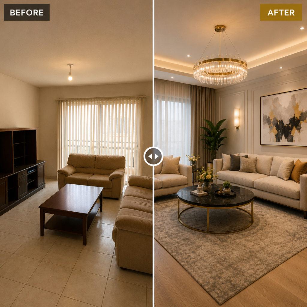 Modern apartment renovation services in Dubai with luxury interior design