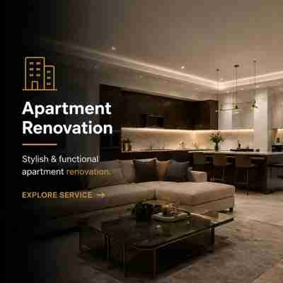 Modern apartment interior renovation and living room design in Dubai