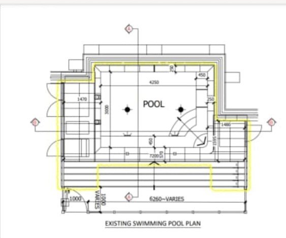 Existing rooftop swimming pool structural section before renovation in Palm Jumeirah penthouse Dub
