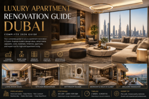 Luxury apartment renovation guide Dubai featuring modern interior design and luxury living spaces