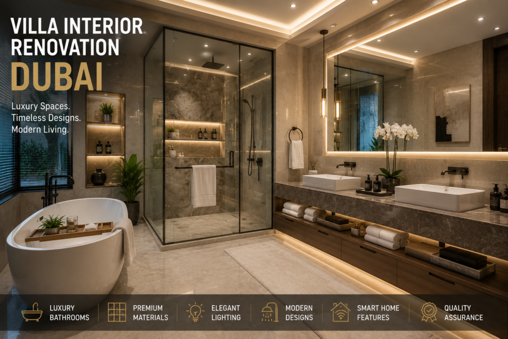 Luxury villa interior renovation Dubai bathroom design