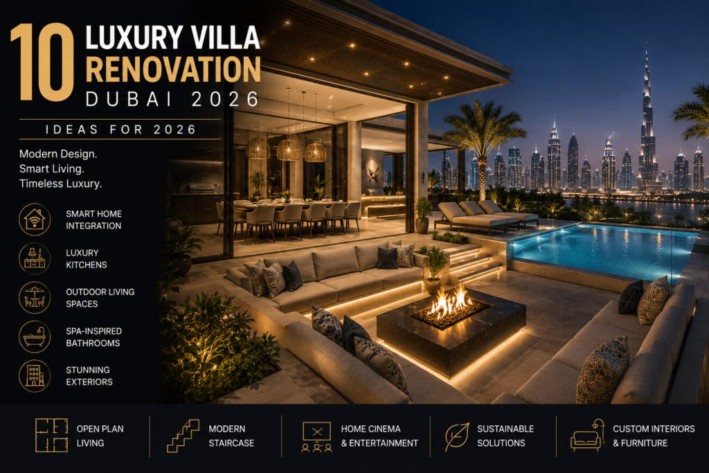 Luxury Villa Renovation Dubai outdoor pool and terrace design