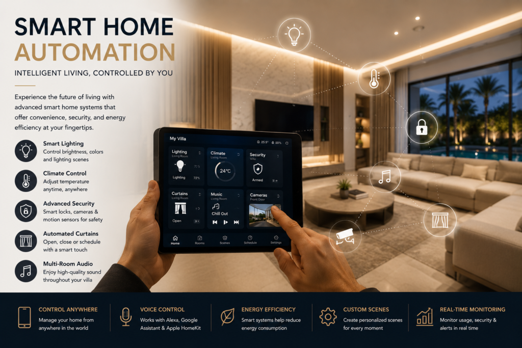 Smart home automation system in luxury Dubai villa interior