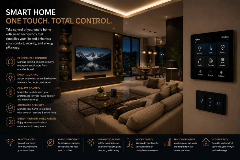 Smart home control system in luxury Dubai villa interior