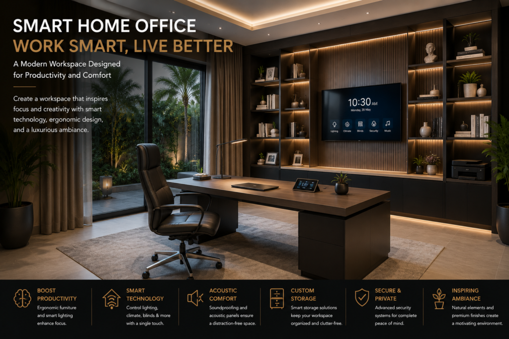 Luxury smart home office design for Dubai villa