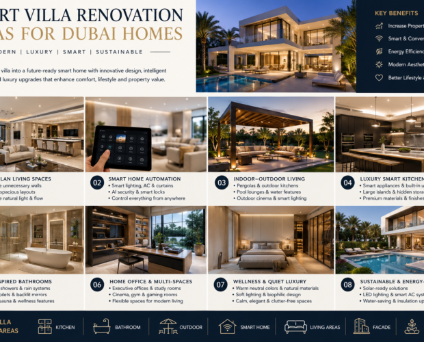 Smart villa renovation Dubai luxury smart home design with modern architecture and outdoor living