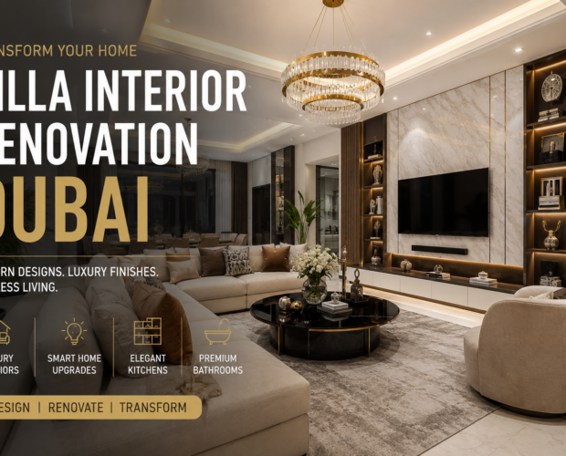 Luxury villa interior renovation Dubai living room design