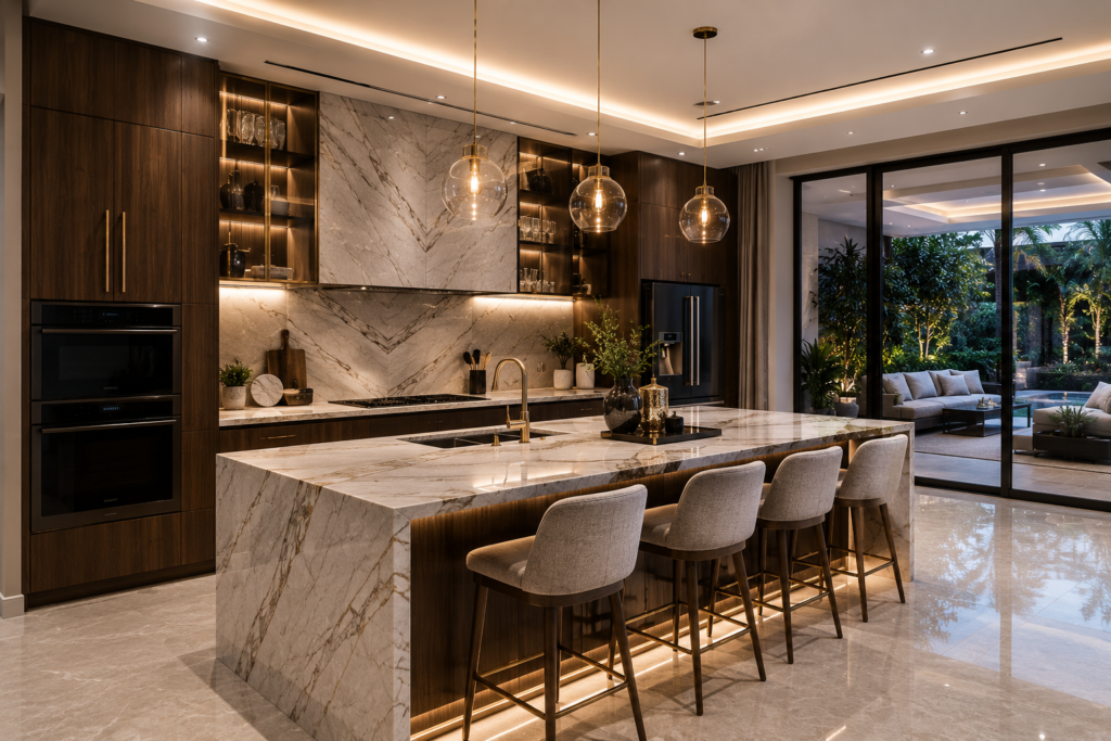 Villa Interior Renovation Dubai luxury modern kitchen design by Renovate UAE