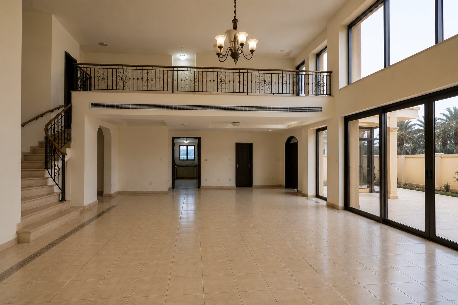 Before home renovation Dubai villa interior with original staircase and outdated finishes