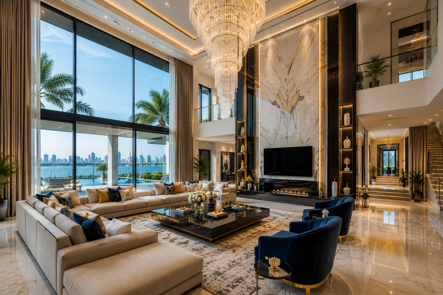 Luxury villa renovation project with double height=