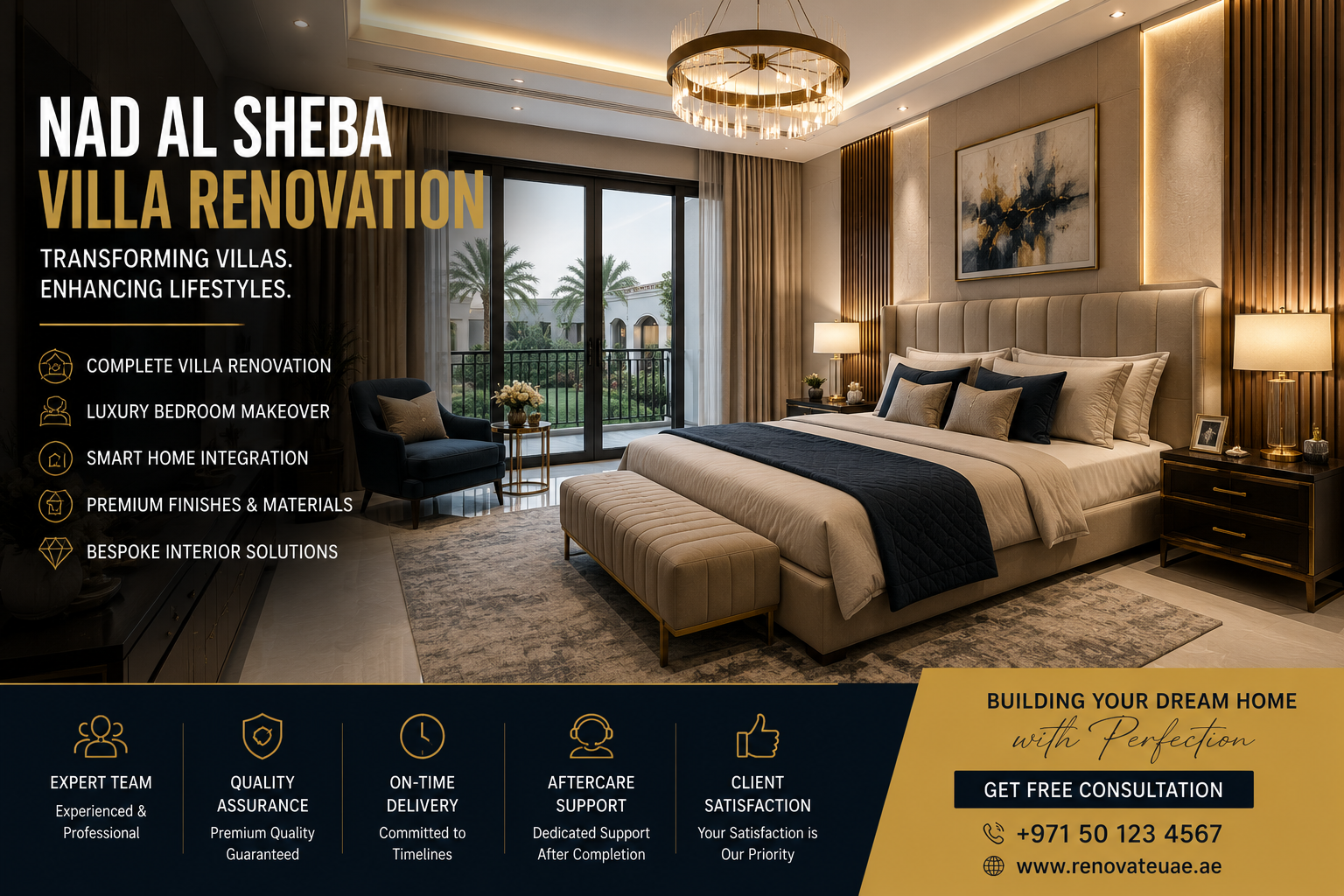 Nad Al Sheba Villa Renovation Luxury Master Bedroom Dubai