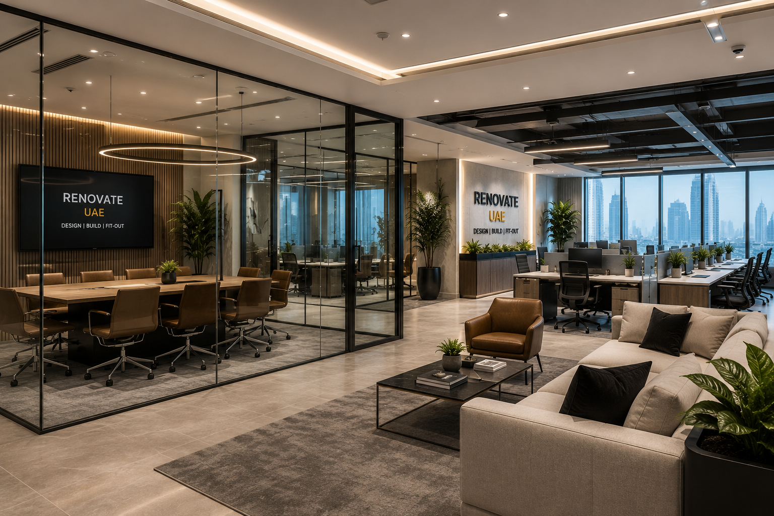 Modern office renovation and fit-out project in Dubai