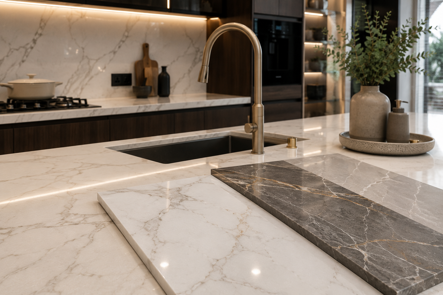 Quartz countertop Dubai luxury kitchen worktop with premium stone finish