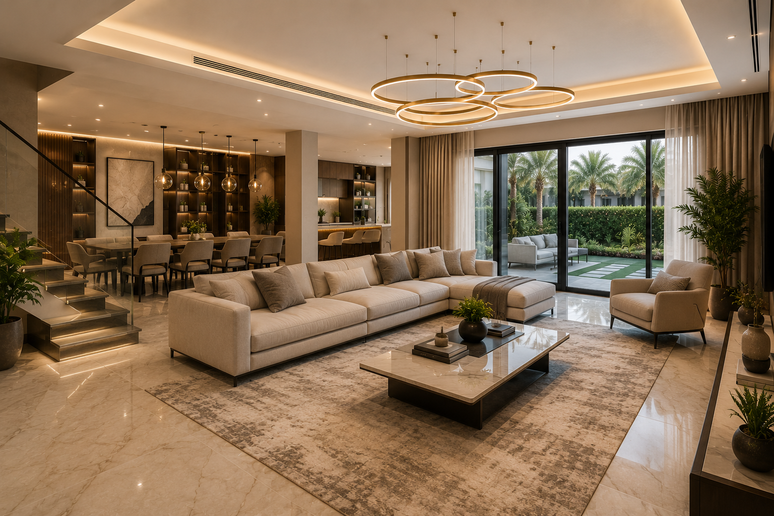 Villa interior renovation cost Dubai luxury living room renovation