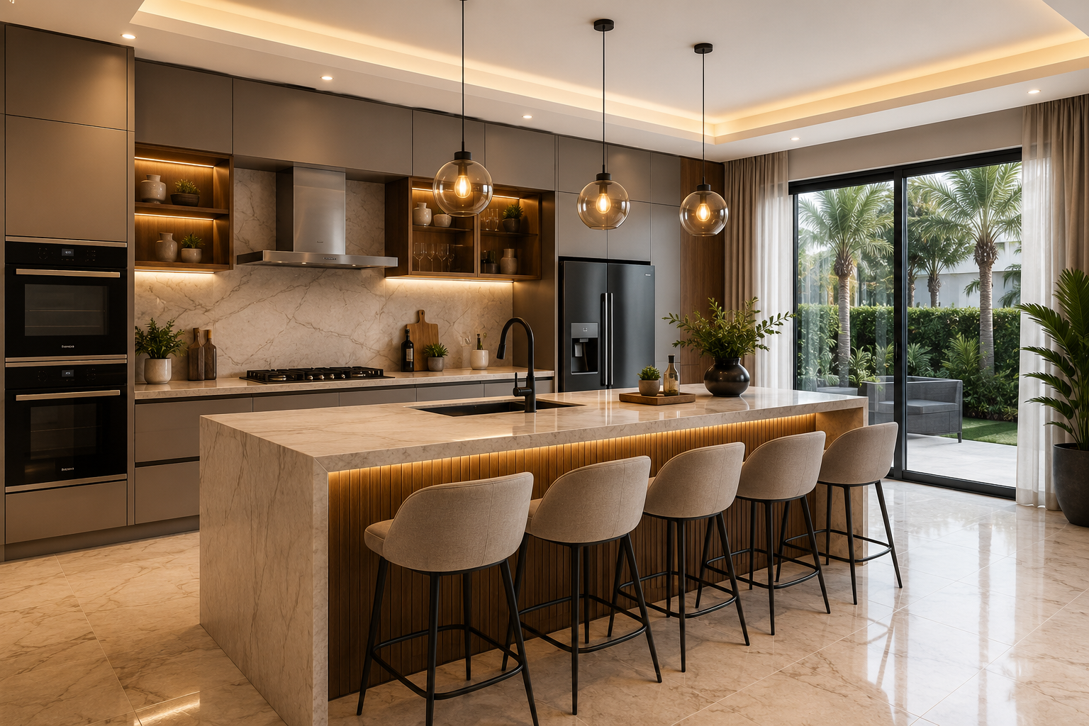 Villa kitchen renovation cost Dubai modern luxury kitchen remodel