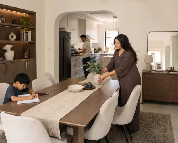 A renovated UAE dining area shows everyday family use after a successful renovation.